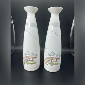 Pair of Vintage NORITAKE Nippon Toki Kaisha HAND PAINTED BONE CHINA